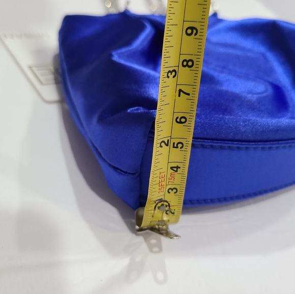 NWT Urban Expressions Blue Satin Chain Rinstones strap Women's Bag 7×6×2 in. - Picture 11 of 12